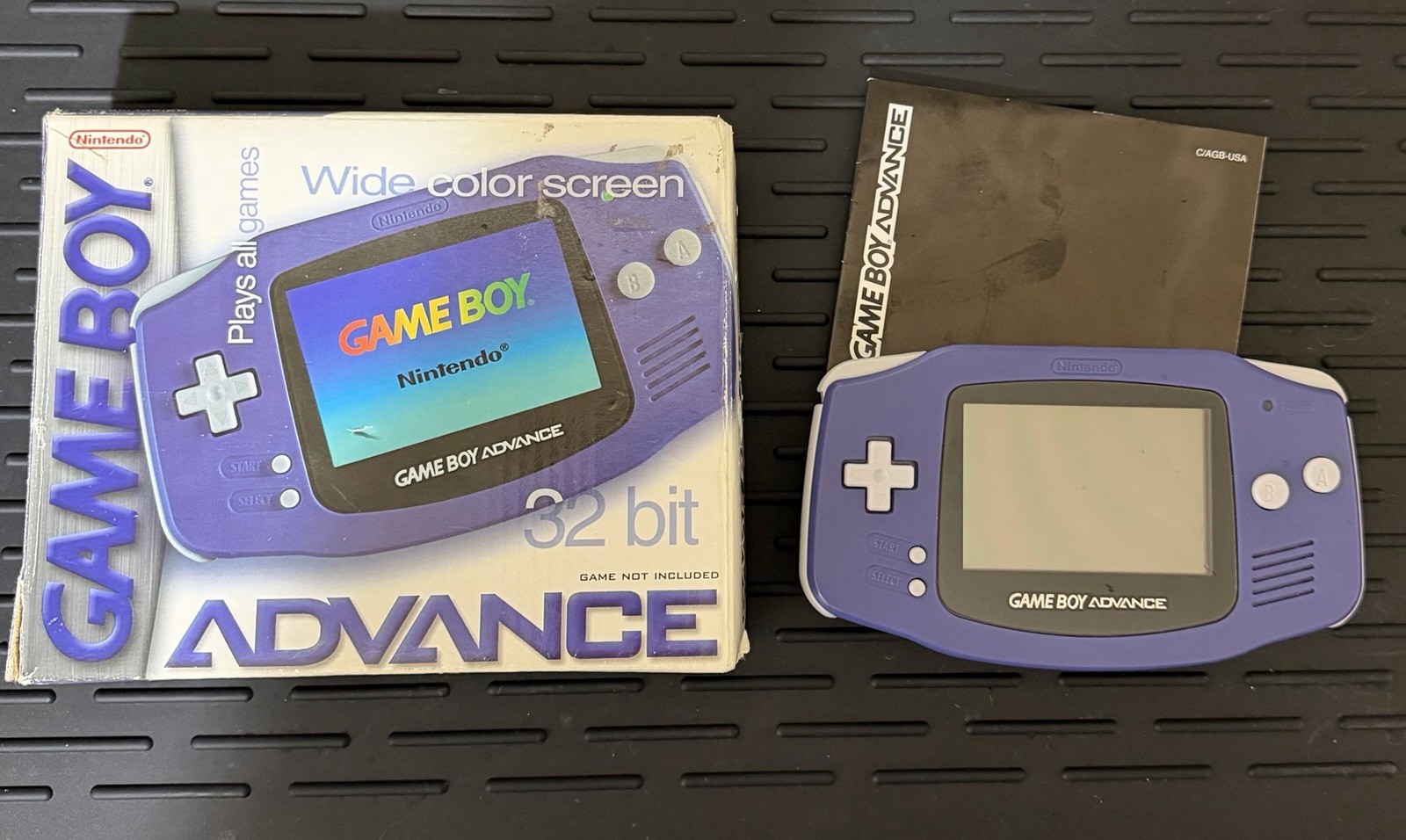 Nintendo Game Boy Advance (GBA All Original) Indigo Purple w/Original Box! Works