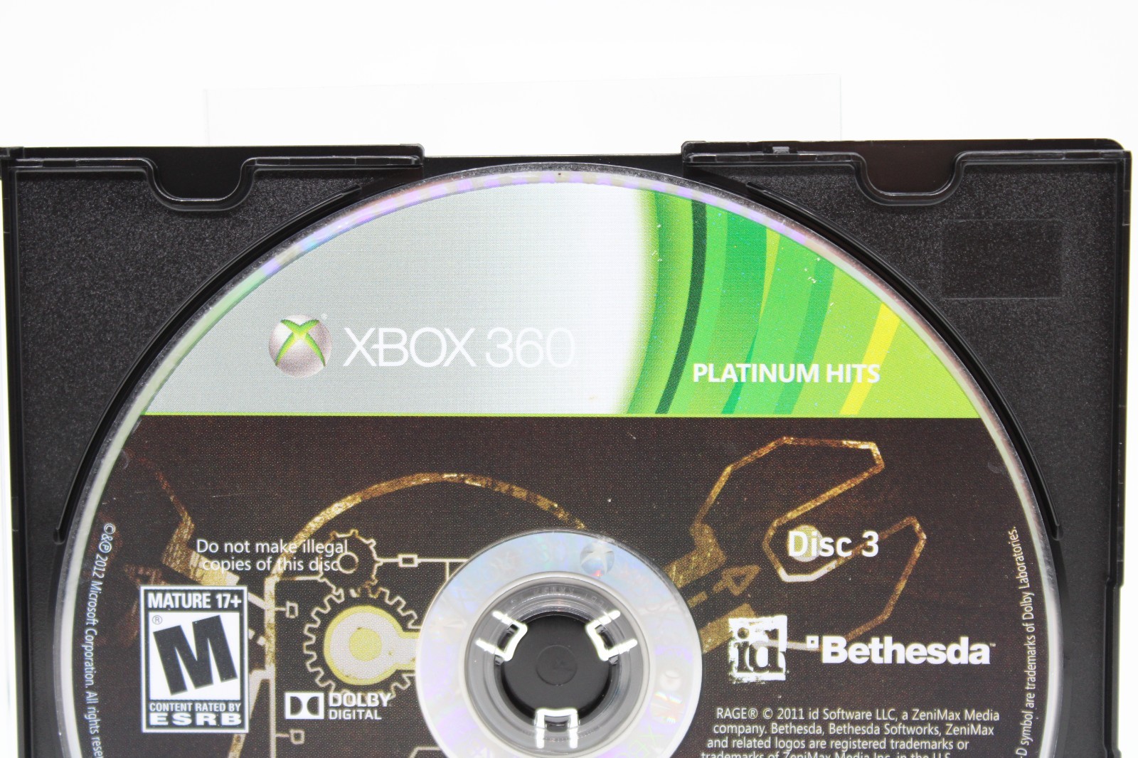Refurbished Xbox 360 Rage Disc 3 Only Good Mint Clean Pristine Disc Only