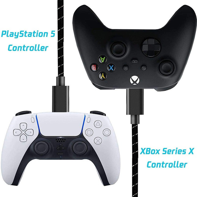 LOT 100 x 10FT/3M Nylon USB Type-C Data Charging Cables For Sony PS5 Controllers