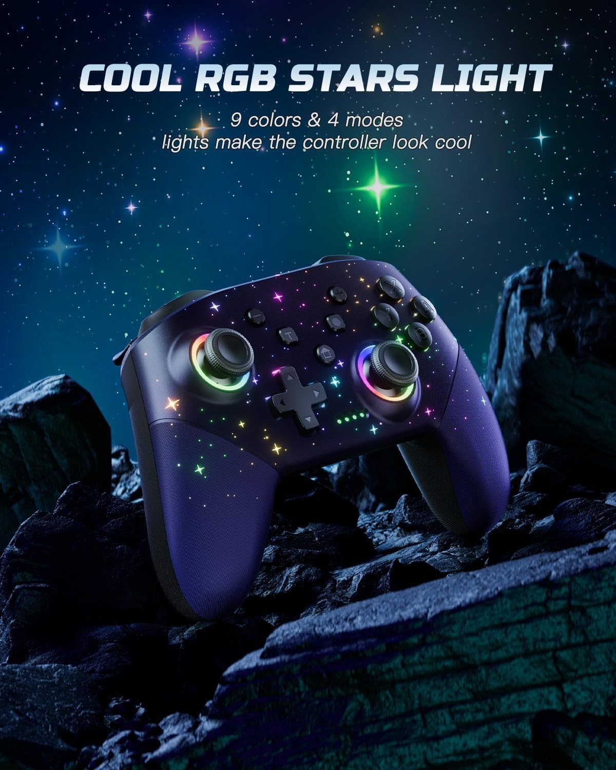 Advanced Wireless Switch Controller with 8 RGB Modes & 10m Range for Gamers