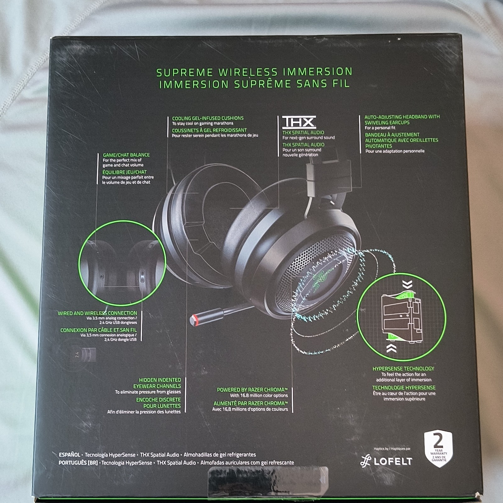 Razer Nari Ultimate Wireless Hypersense Haptic Surround Headset Black USB/3.5mm