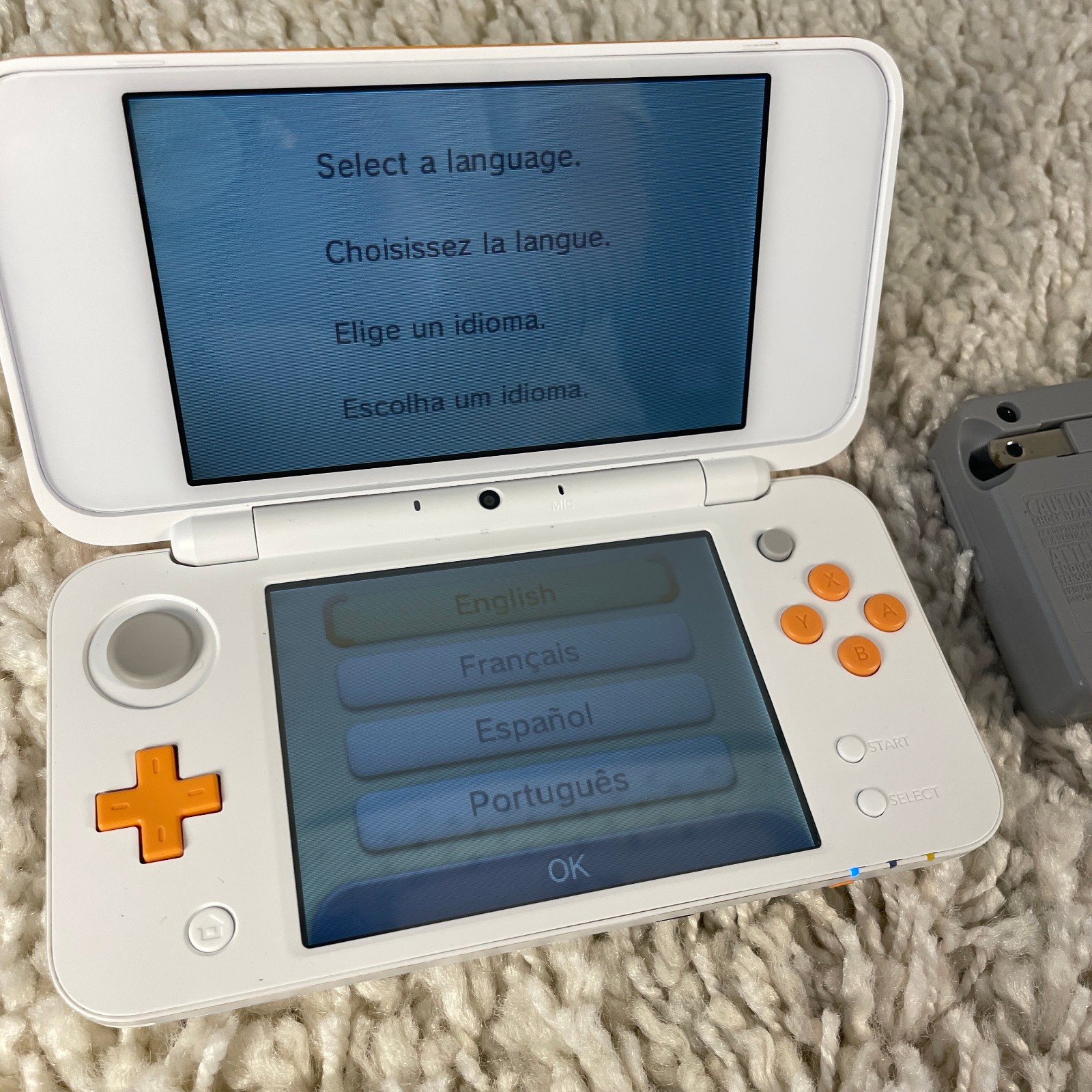 Nintendo 2DS XL Orange And White Handheld Console System JAN-001 Tested