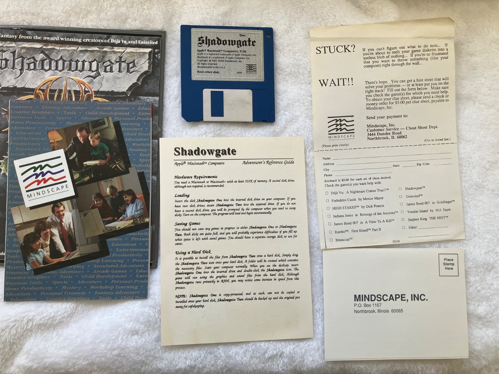 Vtg Shadowgate Mac 512K Mindscape Big Box CIB – MISSING DISC 1 – Includes Disc 2