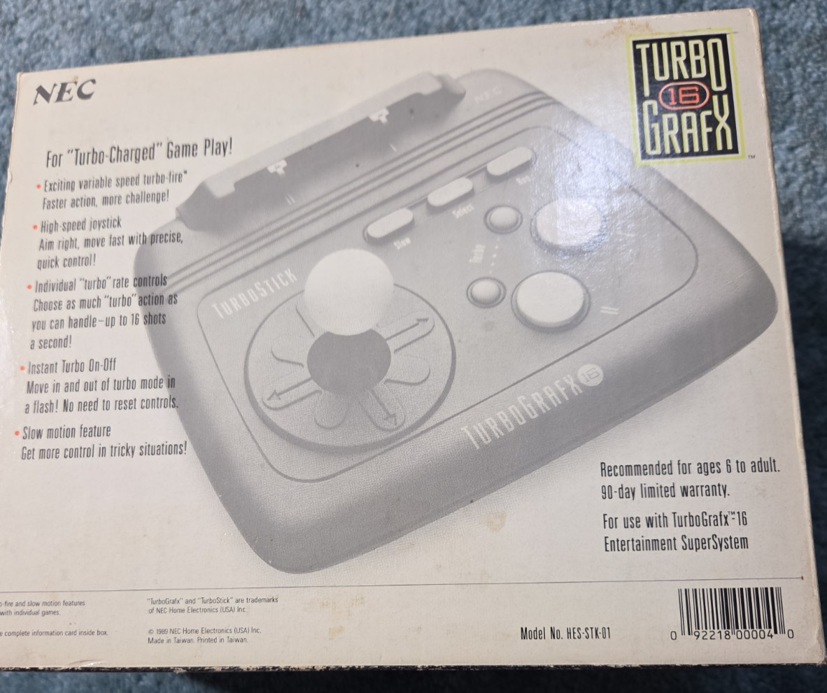 TurboGrafx-16 TurboStick NEC HES-STK-01 Controler With Box