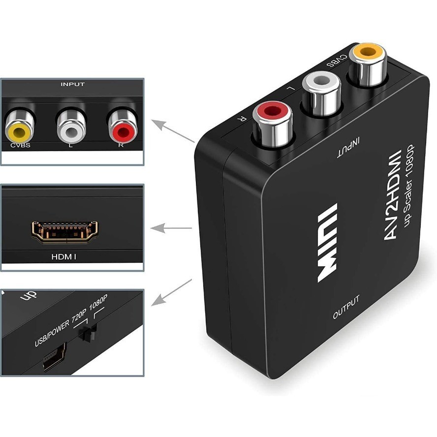 RCA AV to HDMI Converter 1080P Composite CVBS Adapter for Wii PS2 Xbox NES SNES