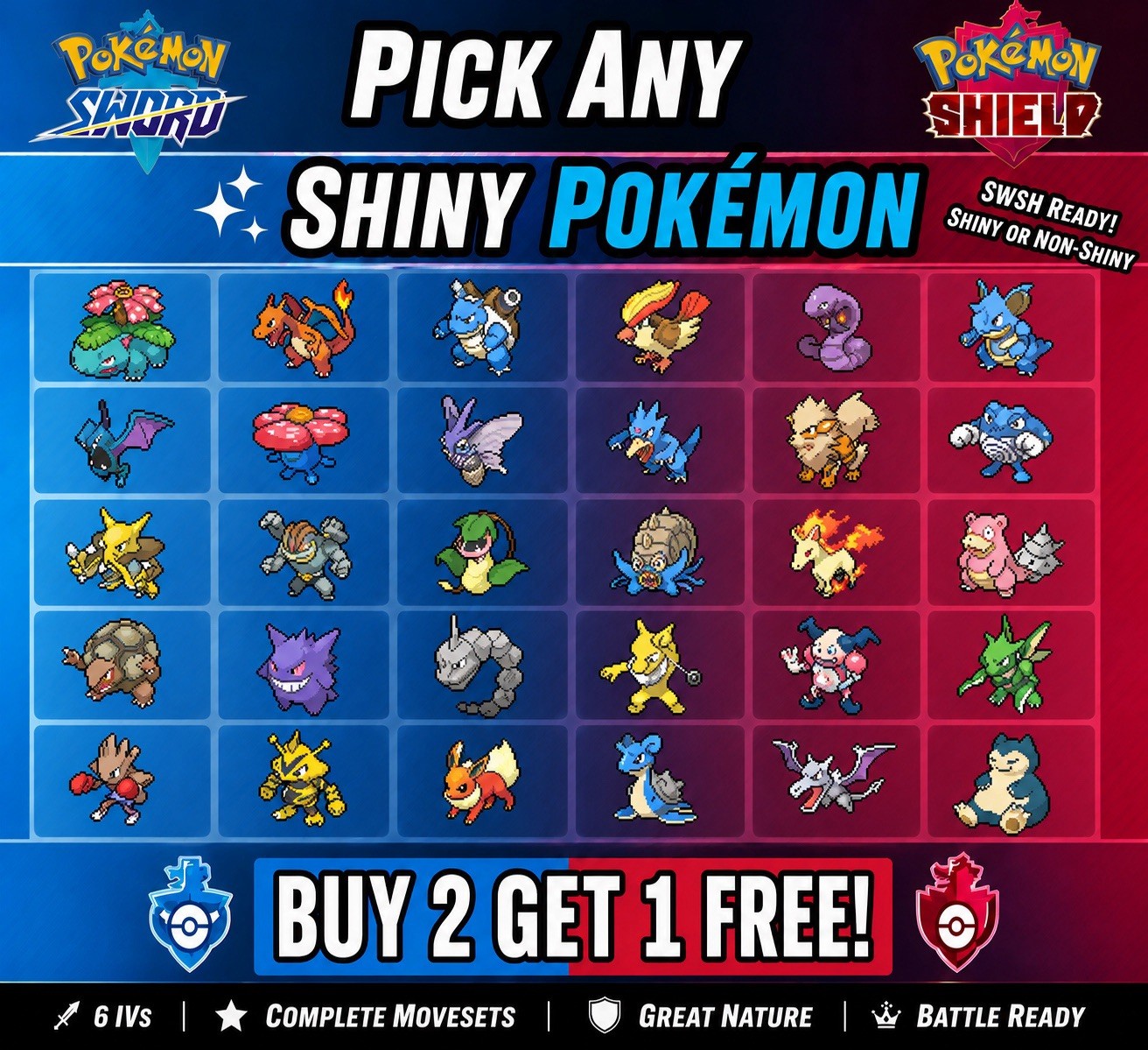 ✨ Pokemon Sword and Shield ✨ SHINY/Non Shiny / 6IV / Battle Ready! B2G1 FREE!