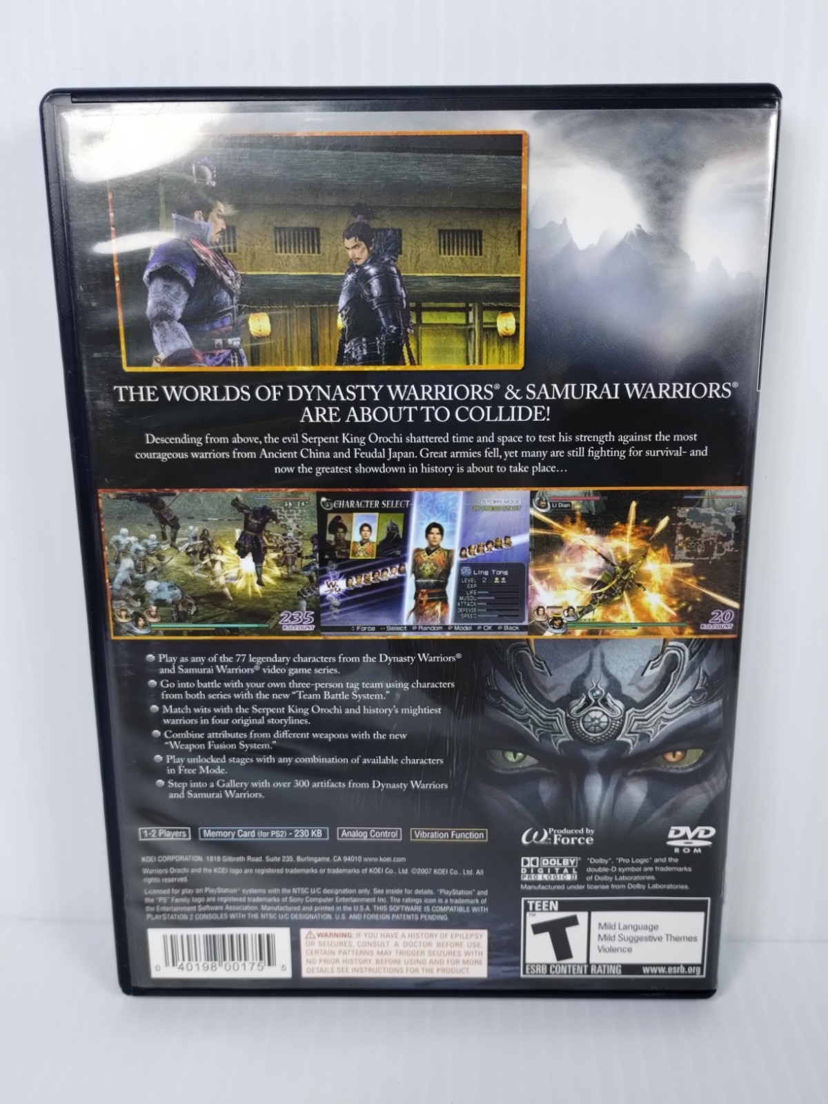 Warriors Orochi 1 (Sony PlayStation 2) CIB W Reg Card – TESTED – Free Shipping