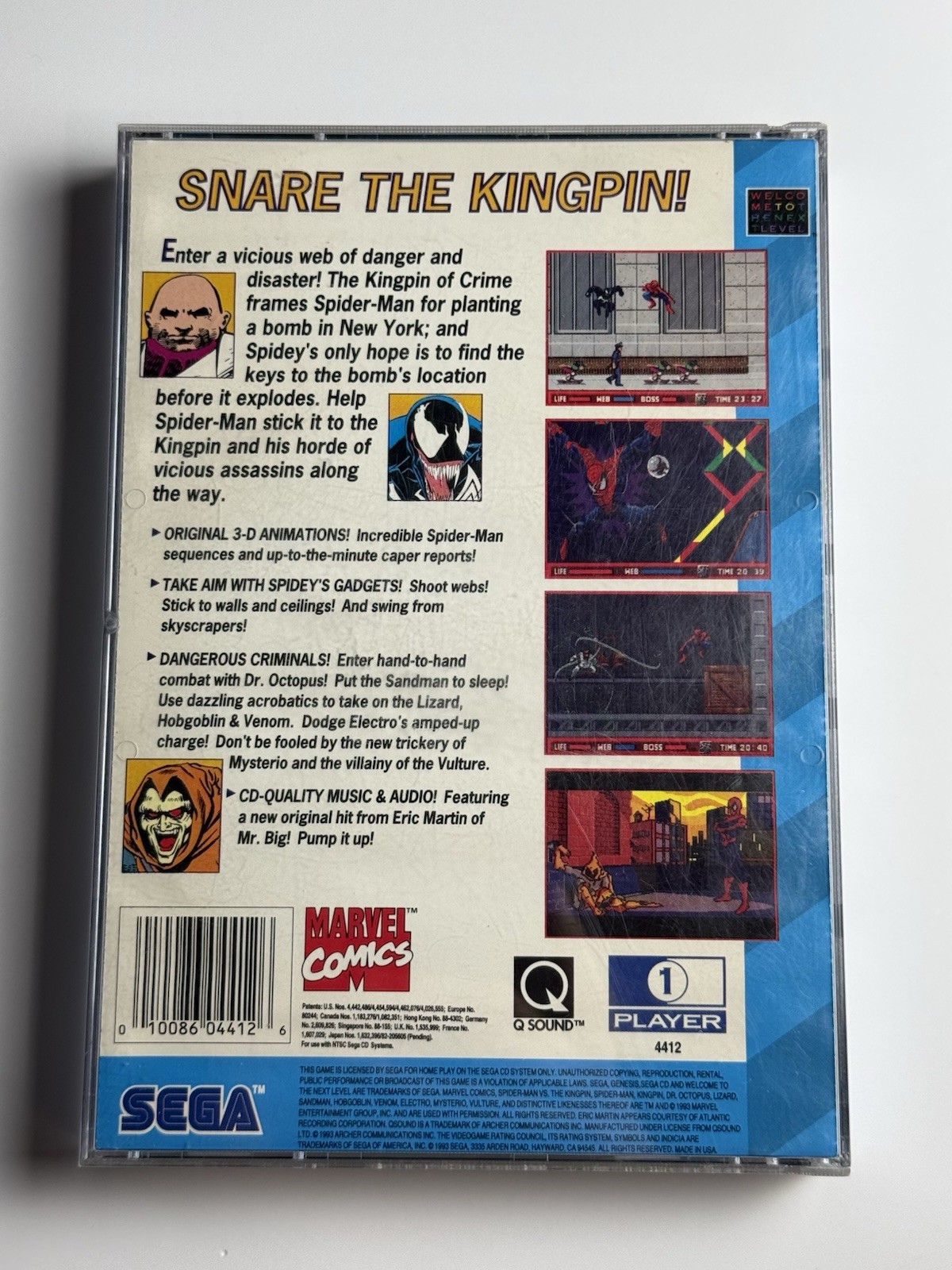 The Amazing Spider-Man vs. Kingpin (Sega CD 1993) CIB Complete w Reg Card CLEAN