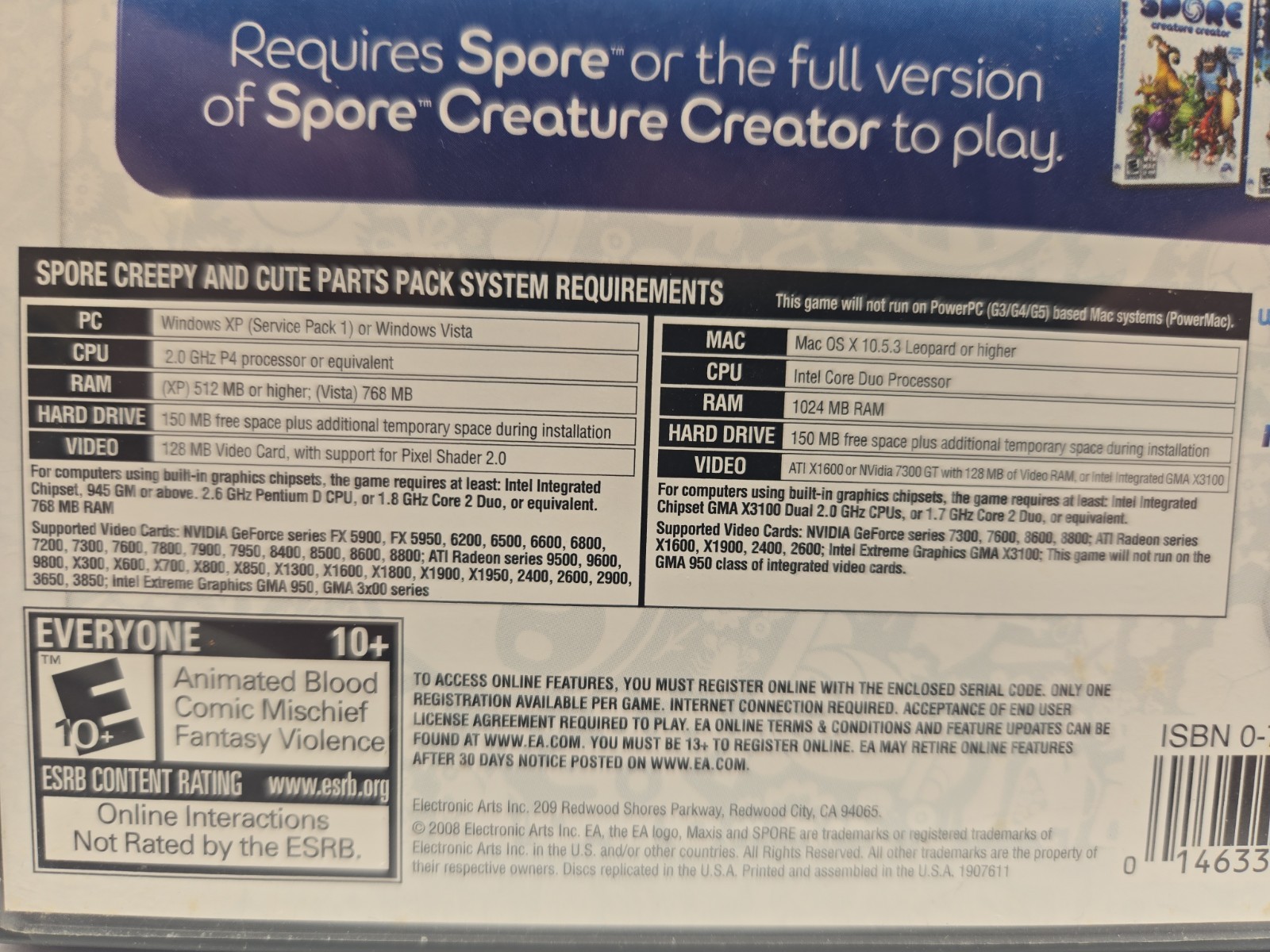 Spore Creepy & Cute Parts Pack PC Mac Expansion Pack 2008 Electronic Arts Comple
