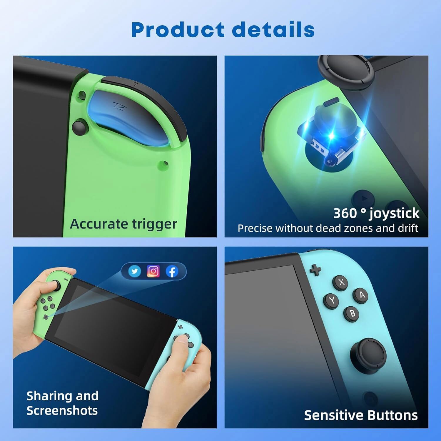 For Nintendo Switch Joy-con-Controller Left w/ Right Wireless Gamepad 1-Pair