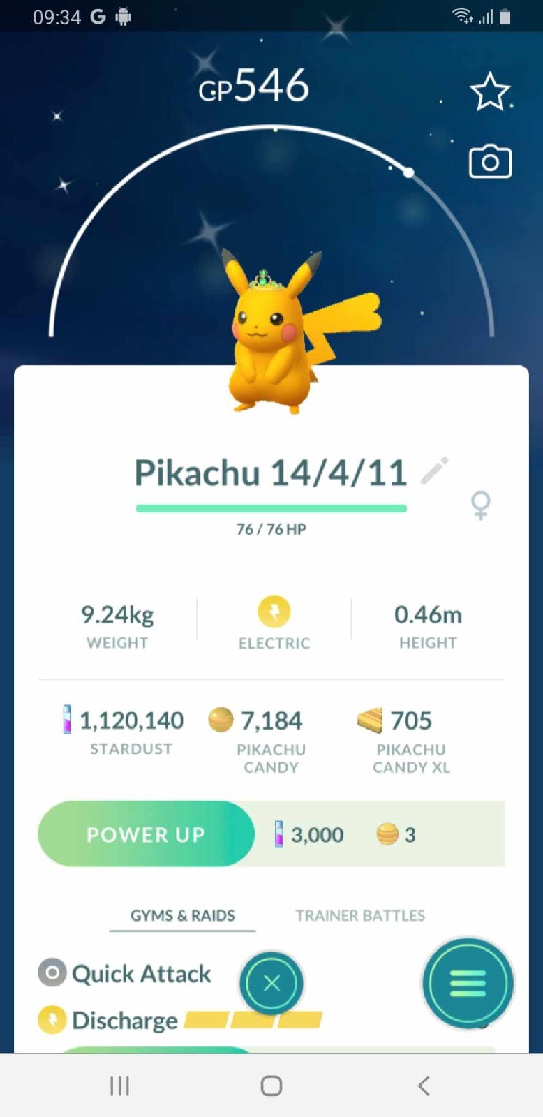 ✨Shiny Pikachu wearing Malachite Crown, Random Gender, Pokèmon Go, Registered