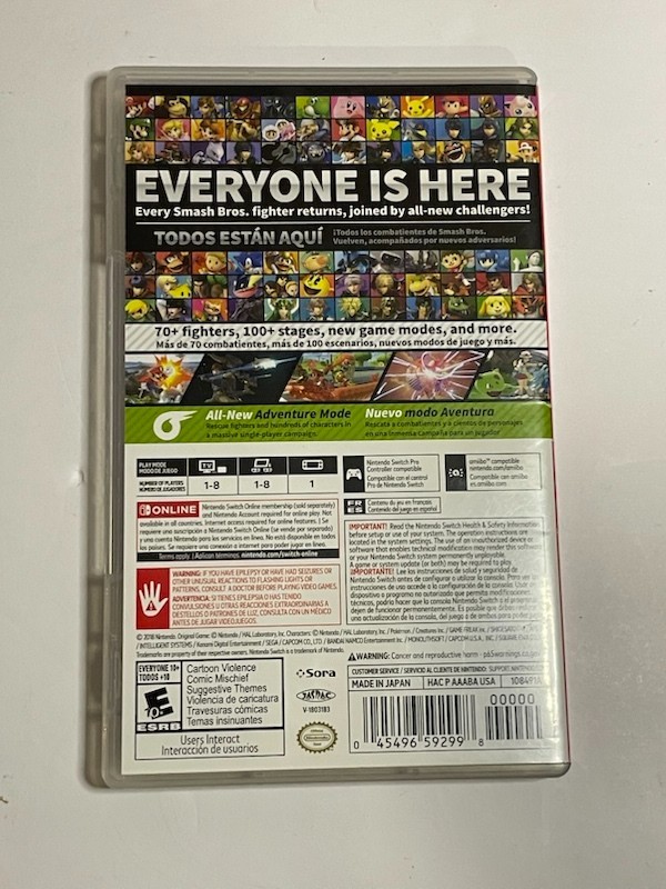 Nintendo Switch OLED Console Smash Bros Bundle W/ GAME Cartridge + 12mo Membersh