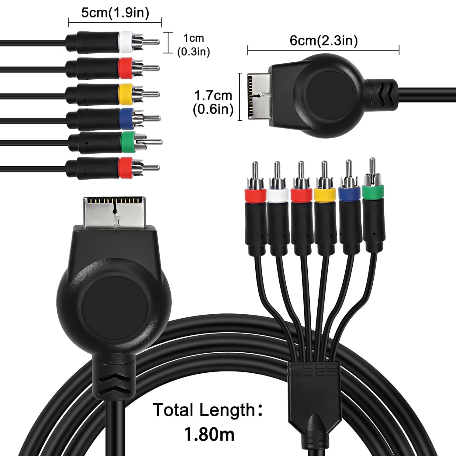 Hd Audio Video Cable 5RCA PS3 PS2 Component AV Cable, Ypbpr Component + RCA Vide