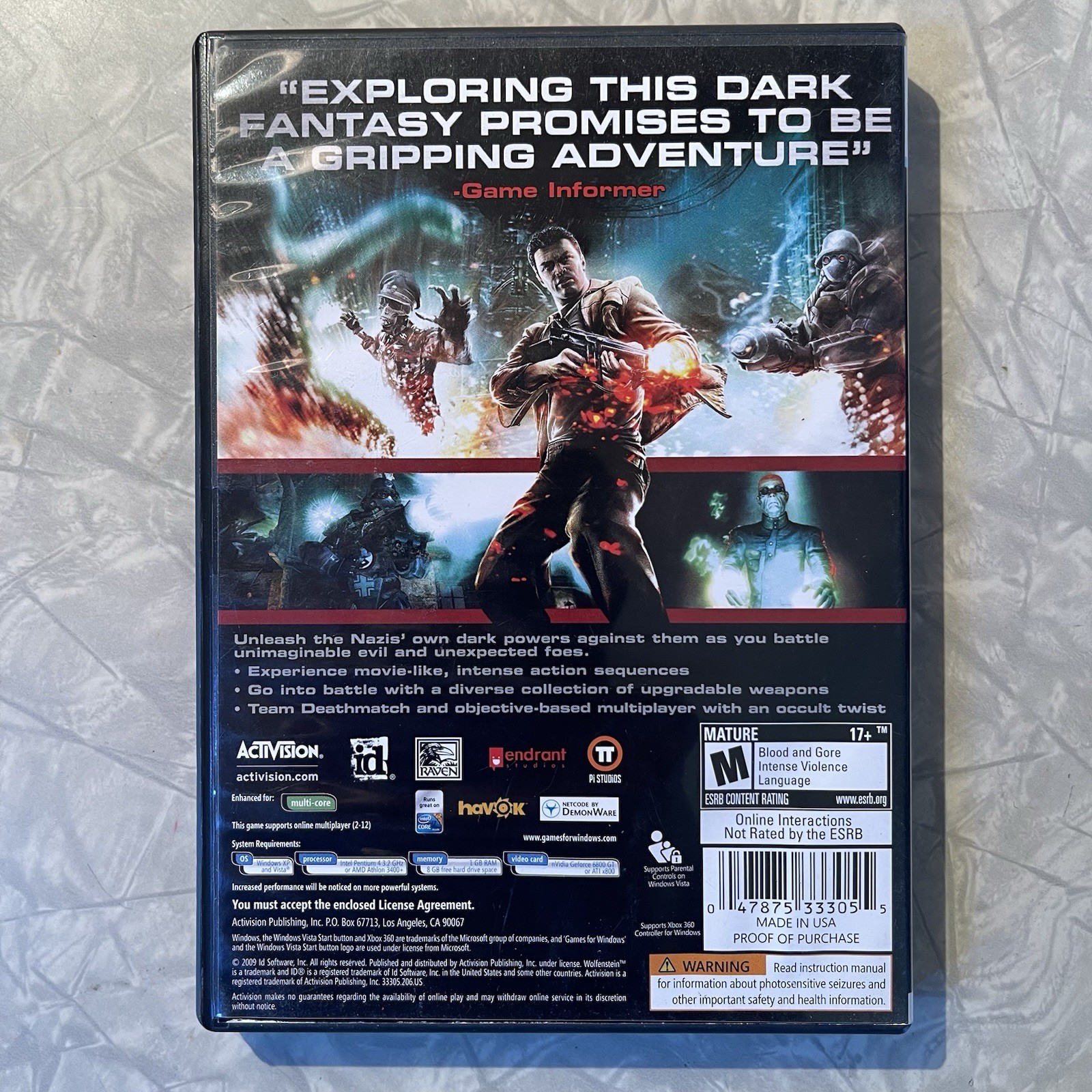 Wolfenstein (2009) PC DVD Games For Windows + Manual 33305