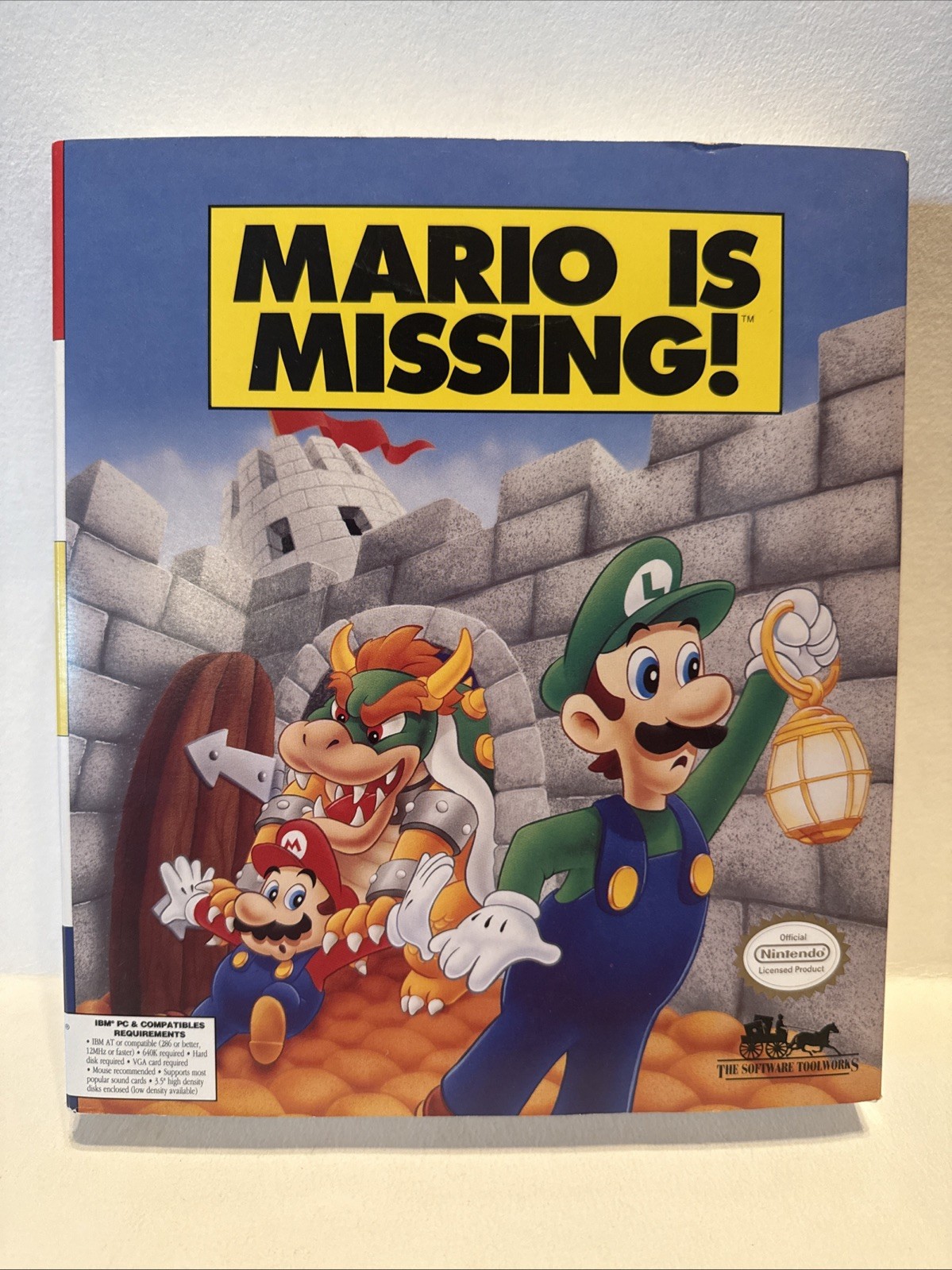 Mario Is Missing Nintendo IBM PC Game w/ Box and Paperwork c1992 Vtg 3.5″ Disks