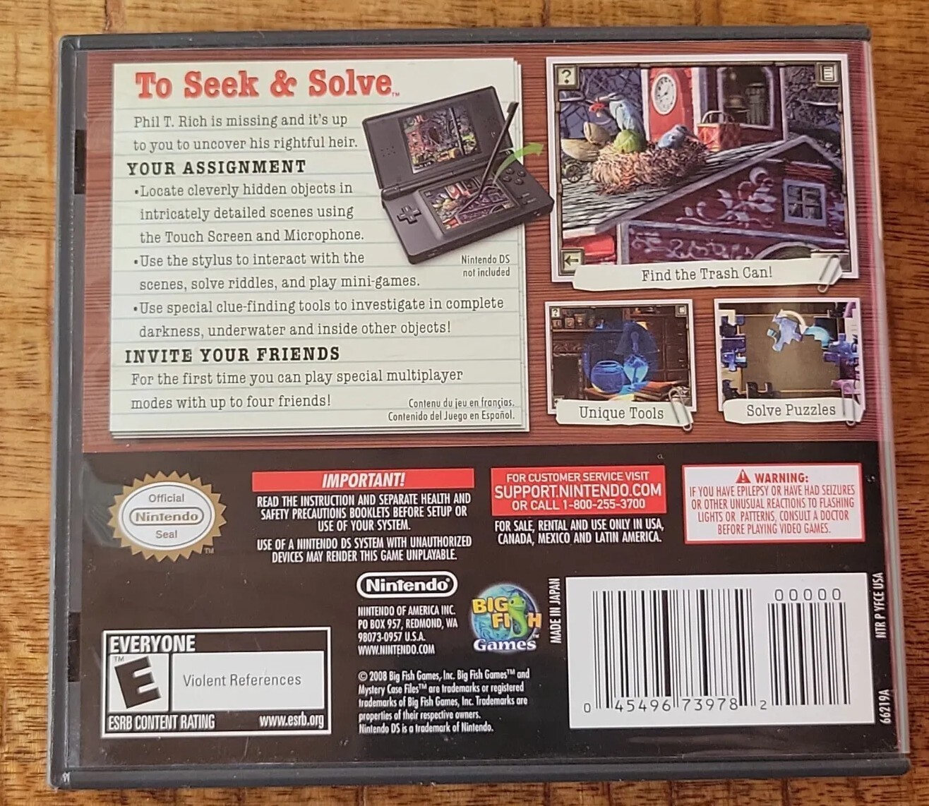 Mystery Case Files: MillionHeir (Nintendo DS) 2008 Manual Included