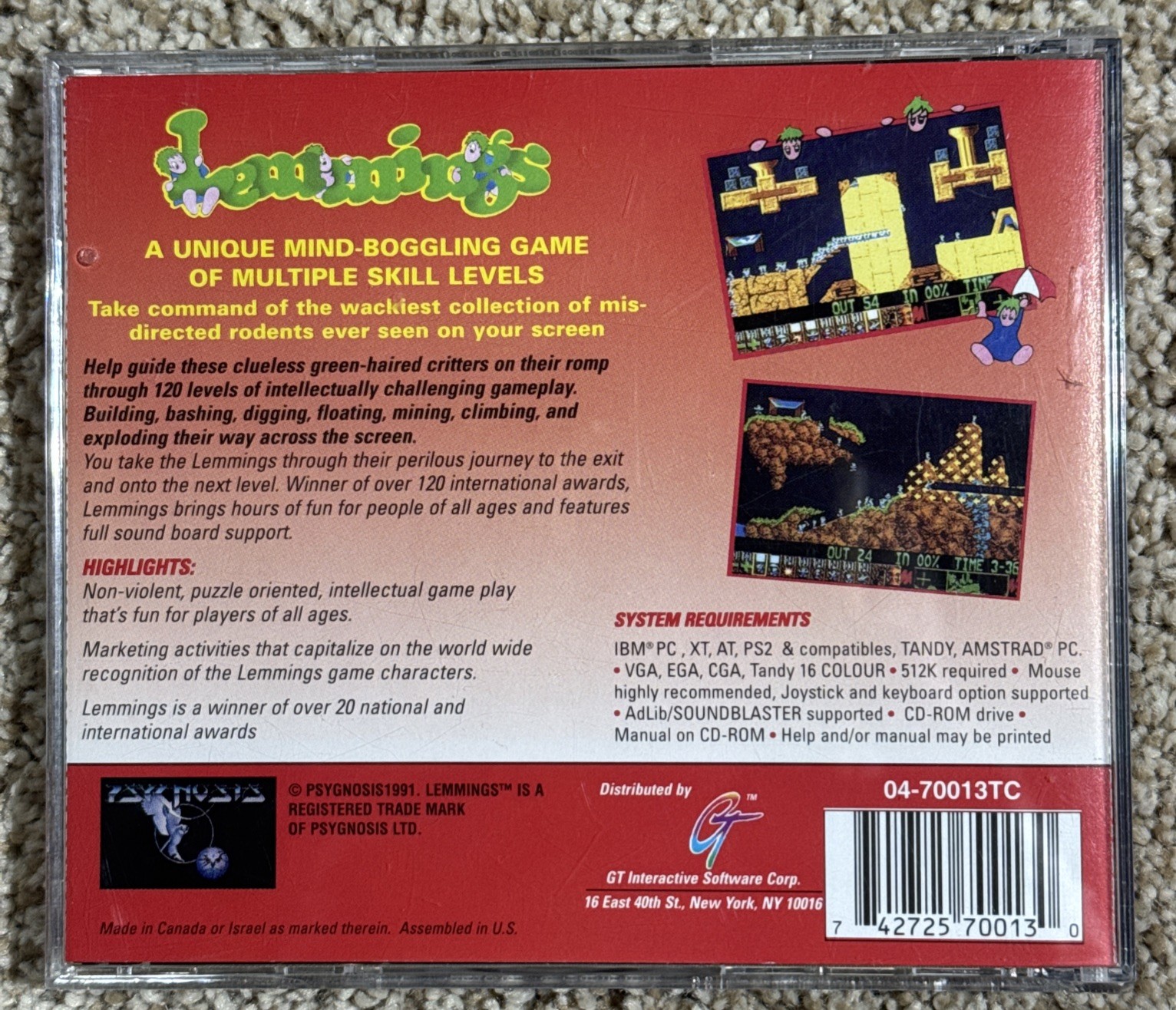 LEMMINGS (PC CD-ROM, 1991) Original Puzzle Adventure Game