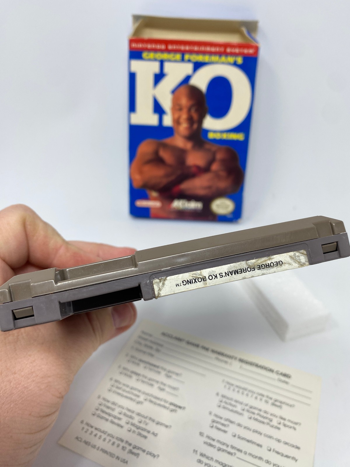 NES George Foreman’s KO Boxing Nintendo CIB Poster Box Manual Complete Game Vtg