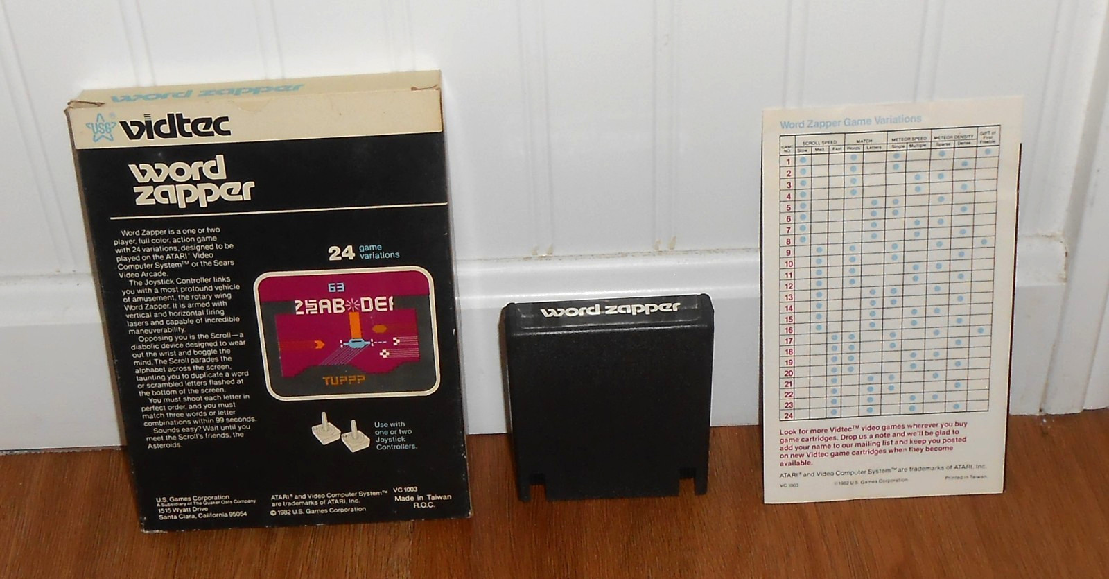 VIDTEC “WORD ZAPPER” FOR USE WITH ATARI 2600 OR SEARS – BOX – GAME – MANUAL