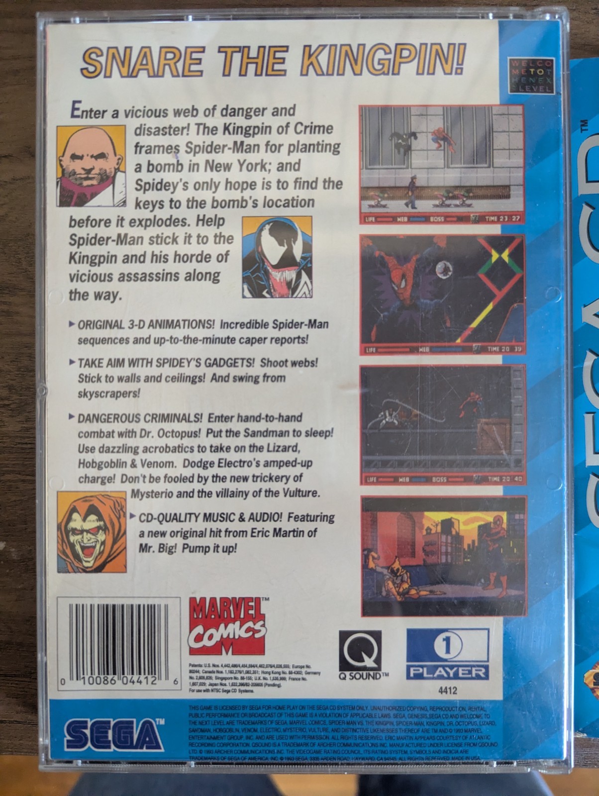 Amazing Spider-Man vs. The Kingpin (Sega CD, 1993) Manual + CD + Case .