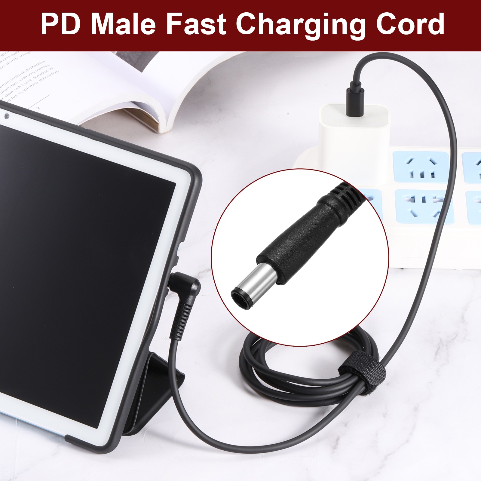 4.9FT USB C to DC PD Power Fast Charging Cables, 7.4mmx5mm 65W/20V(Black)