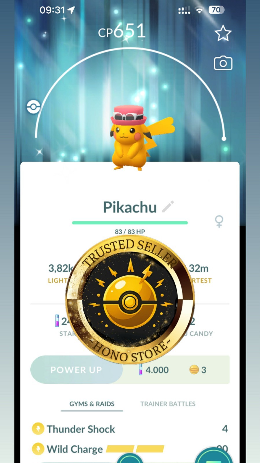 Pokemon G0 – Shiny Pikachu Hat BG ✨Kalos GO Tour – P T C