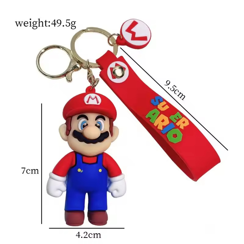 Super Mario Keychain Figure 3D Backpack Clip Keyring Pendant