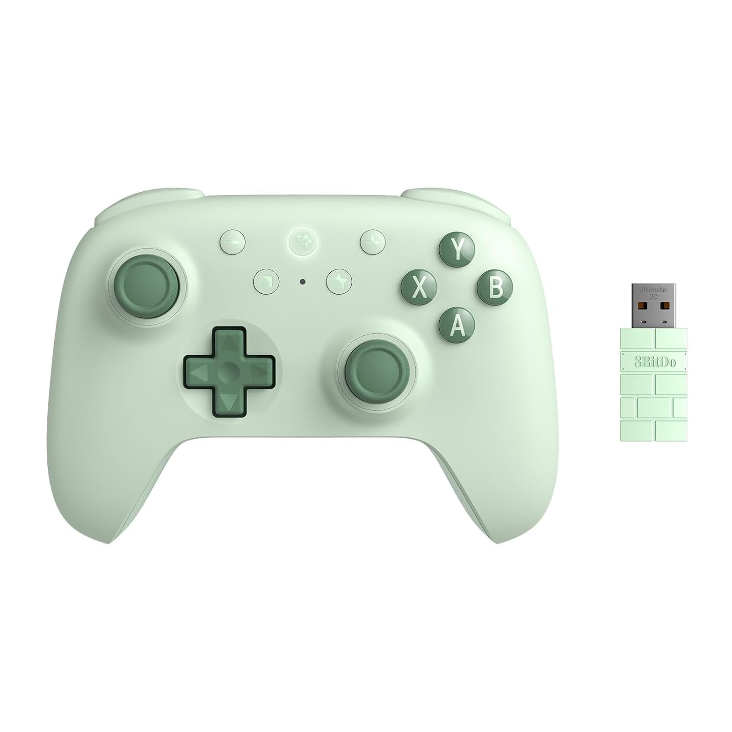 Wireless Gamepad for Windows Android 14 Buttons Hall Effect Joysticks Green