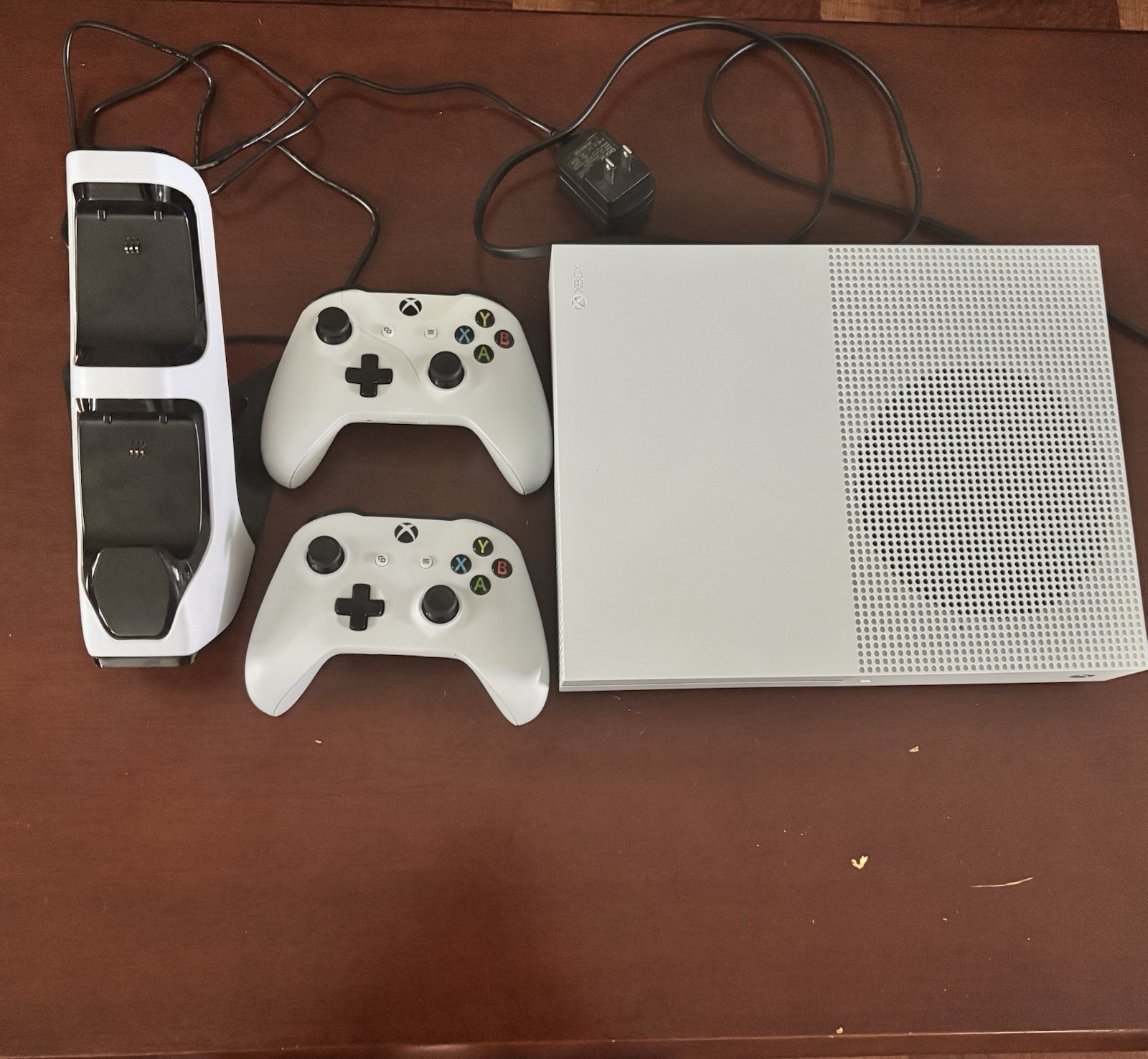 Microsoft Xbox One S 1TB White 4K UHD Wi-Fi Console w/ 2 Controllers & Dock