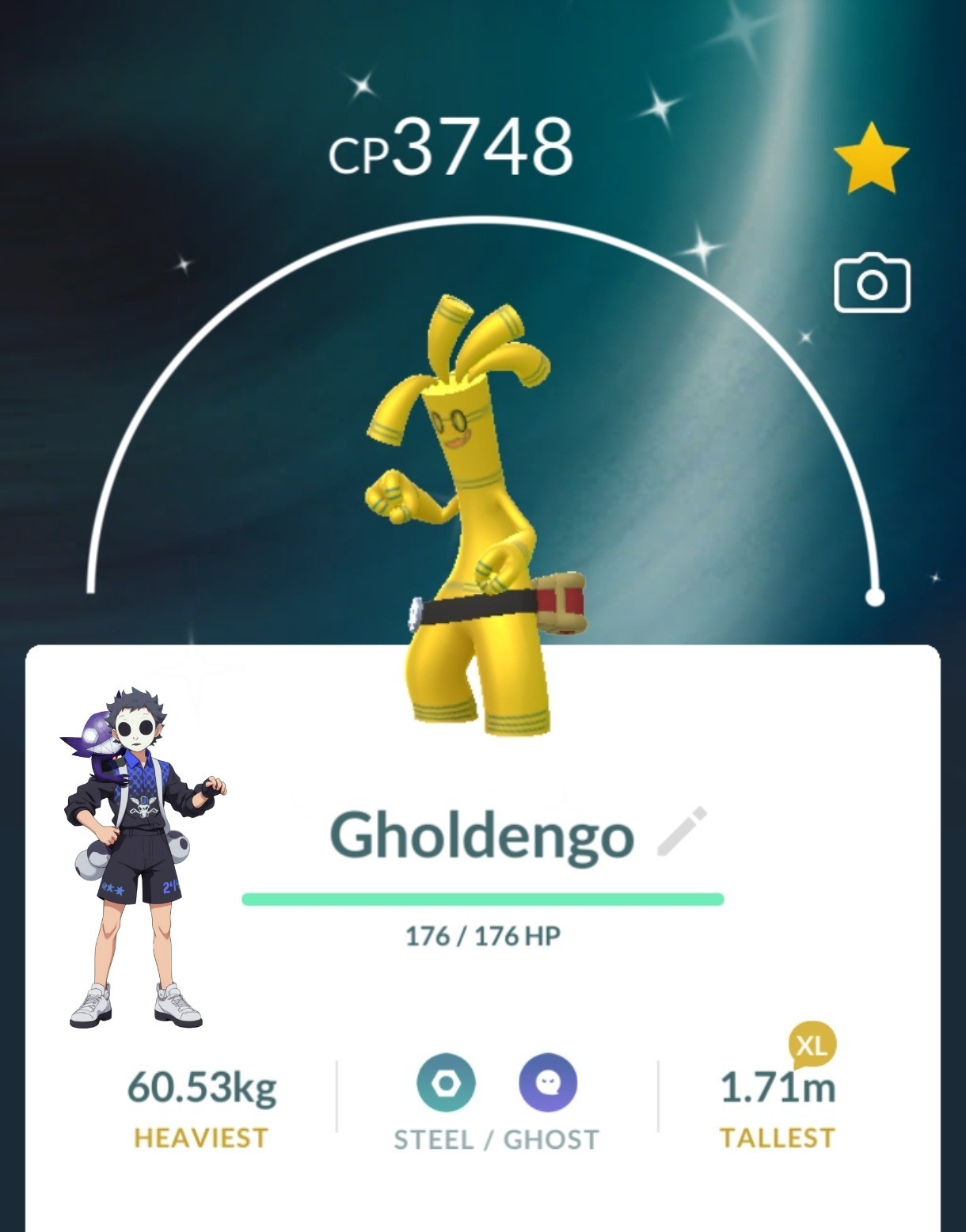 Shiny Gholdengo Ievel 50 + 3 Moves Pokemon Go T- 1M Stardust