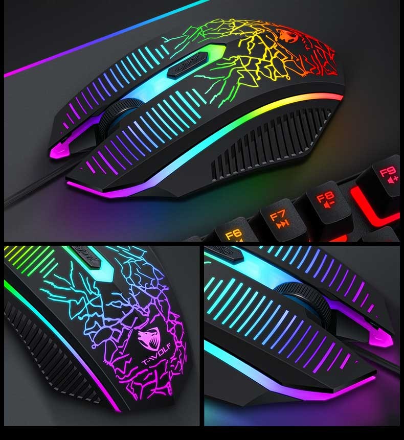 3 IN 1 PC Gaming Keyboard Mouse Gaming Headset Set RGB LED Backlit USB Wired