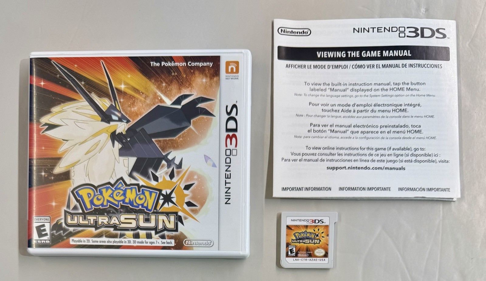 Pokemon Ultra Sun (Nintendo 3DS, 2017) Complete – Authentic – Tested – Works