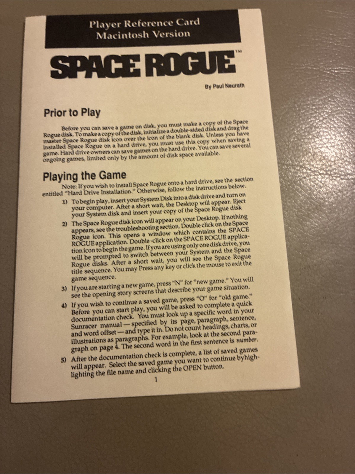 Space Rogue Origin Systems : Macintosh Big Box – Excellent Condition, No Disc