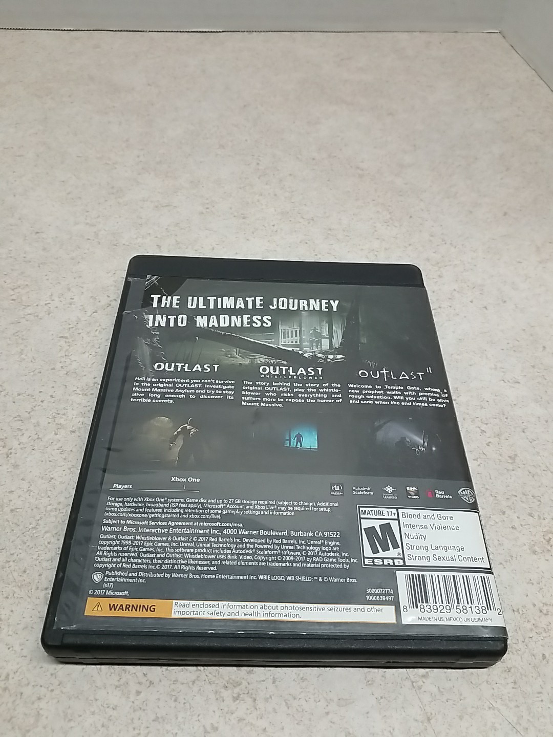 Outlast Trinity Microsoft Xbox One Complete Untested Video Games Games
