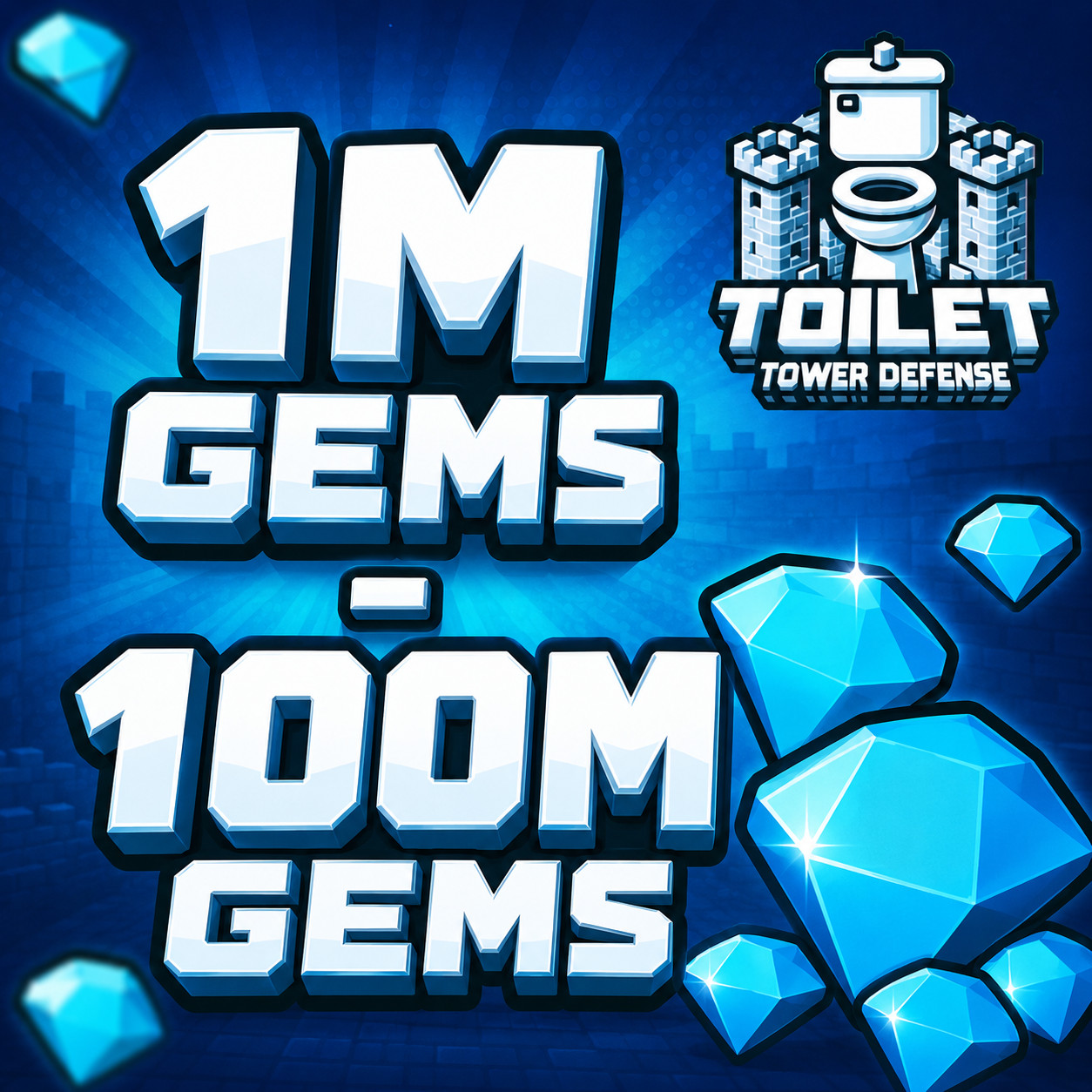 1M – 100M GEMS 💎 TTD 💎 TOILET TOWER DEFENSE 💎 CHEAPEST 💎 FAST DELIVERY