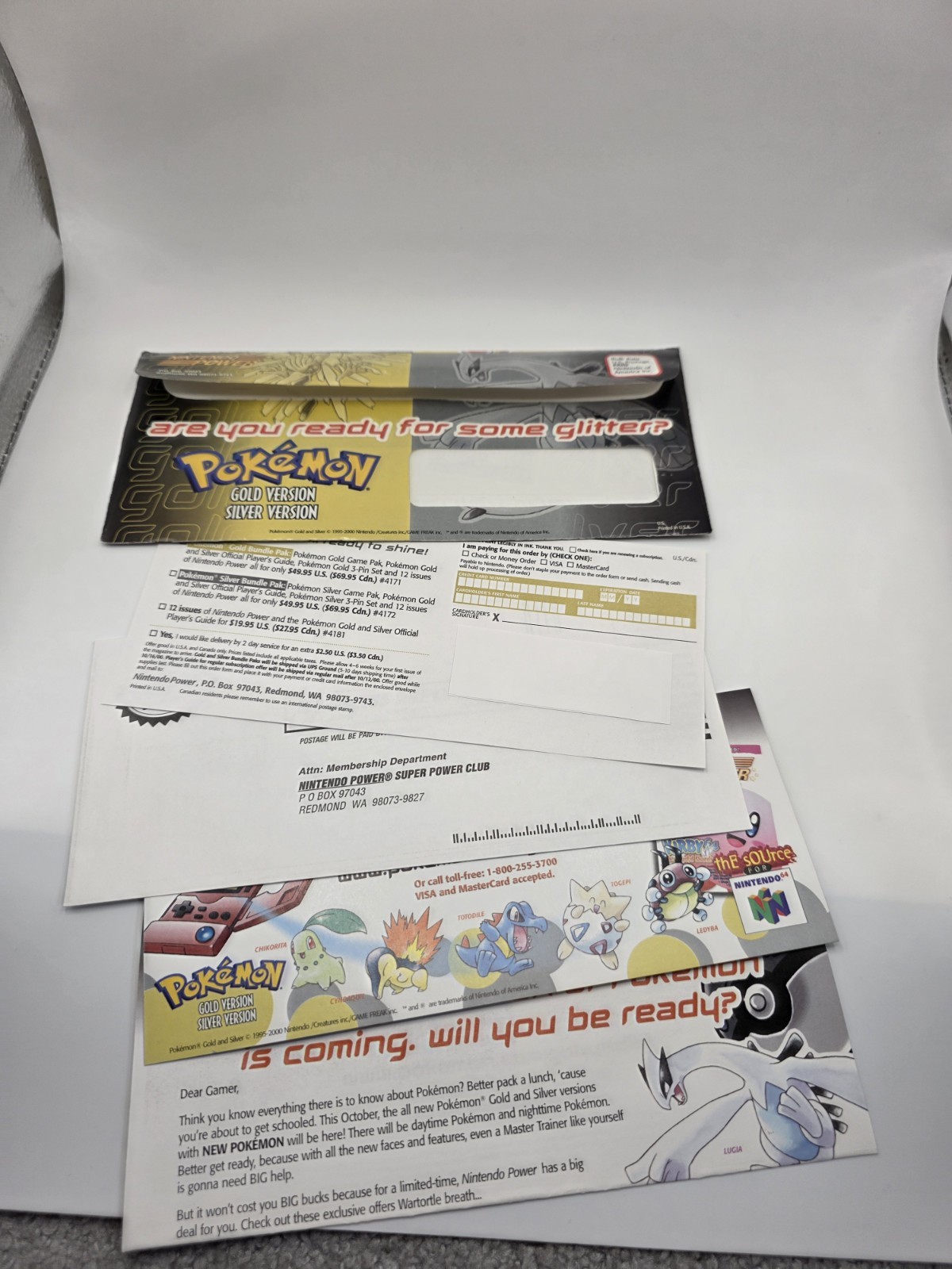Pokemon Gold Silver Nintendo Power Complete Promo Mailer Packet 2000 Ho-Oh Lugia