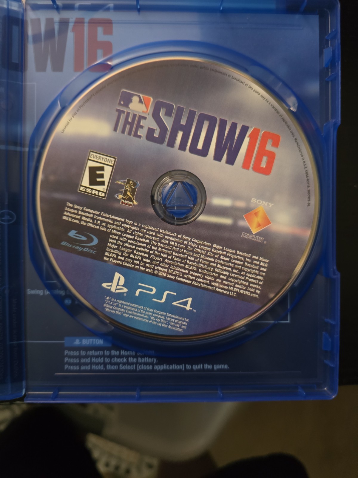 MLB – The Show 16 – PlayStation 4 – PS4 – Case and Disc Only – Tested -Very Good