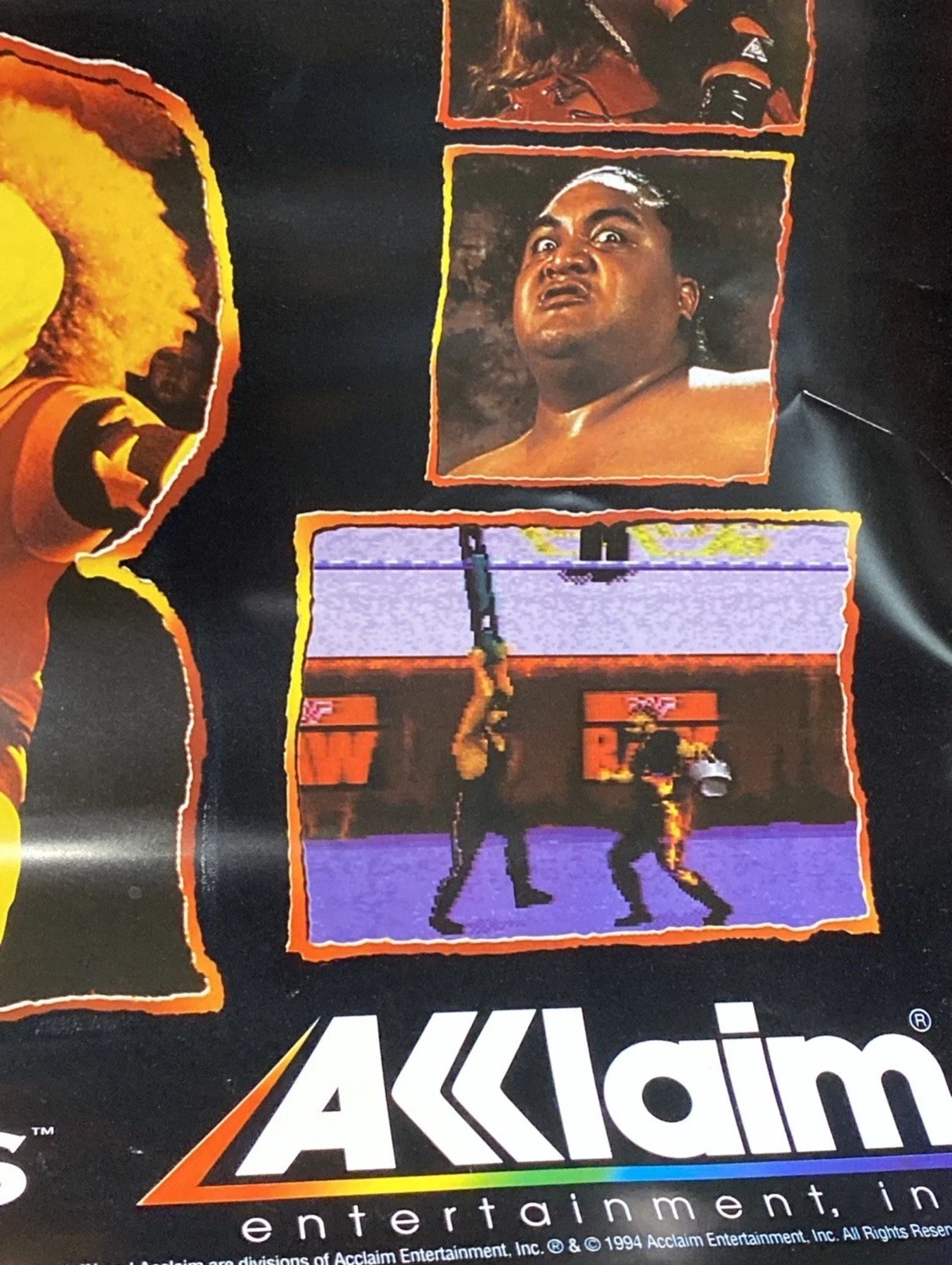WWF RAW WrestleMania Nintendo SNES Sega Store Display Poster WWE Banner Standee