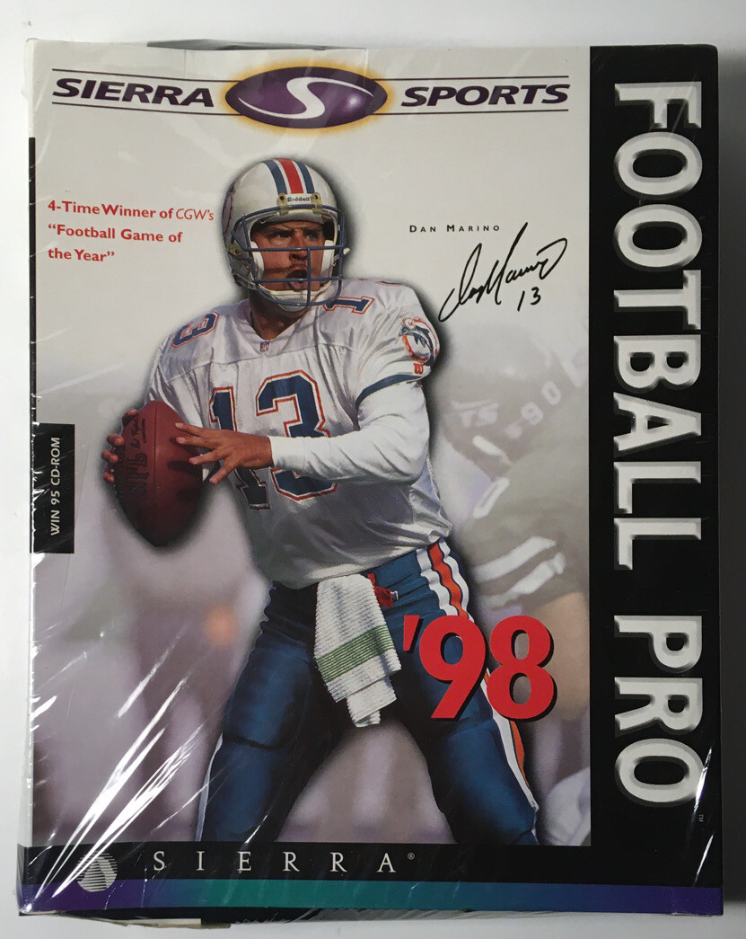 Sierra Sports Football PRO ’98 Windows 95 CD-ROM Vintage Big Box Software CIB