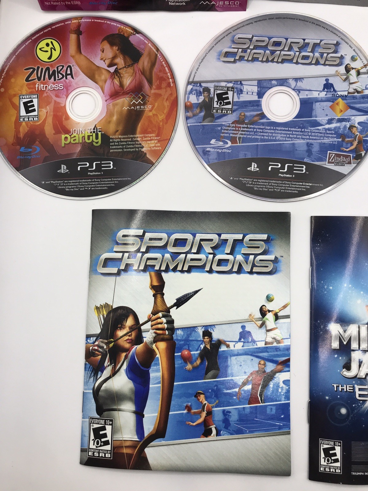 Lot Of 3 Ps3 Games NO CASES,Michael Jackson Ps3, Zumba Ps3, Sports Champions Ps3