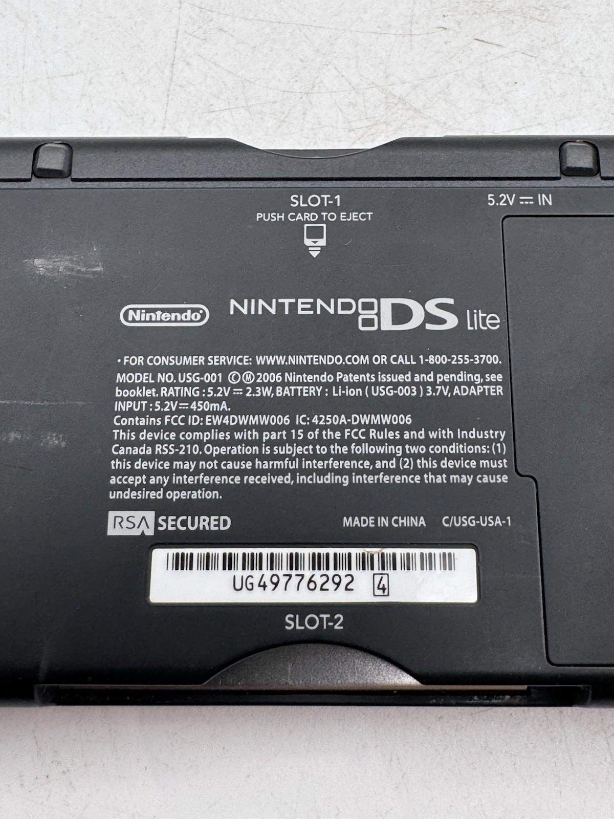 Nintendo DS Lite Crimson Black USG-001 Handheld Console Tested OEM Stylus