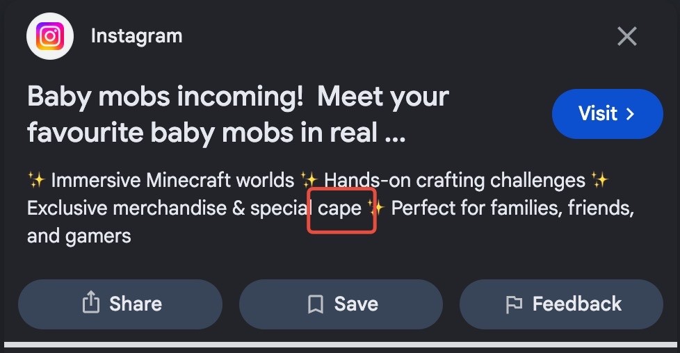 Minecraft Meet The Mobs New Cape – PREORDER 18-20 July – In-Person – Exclusive