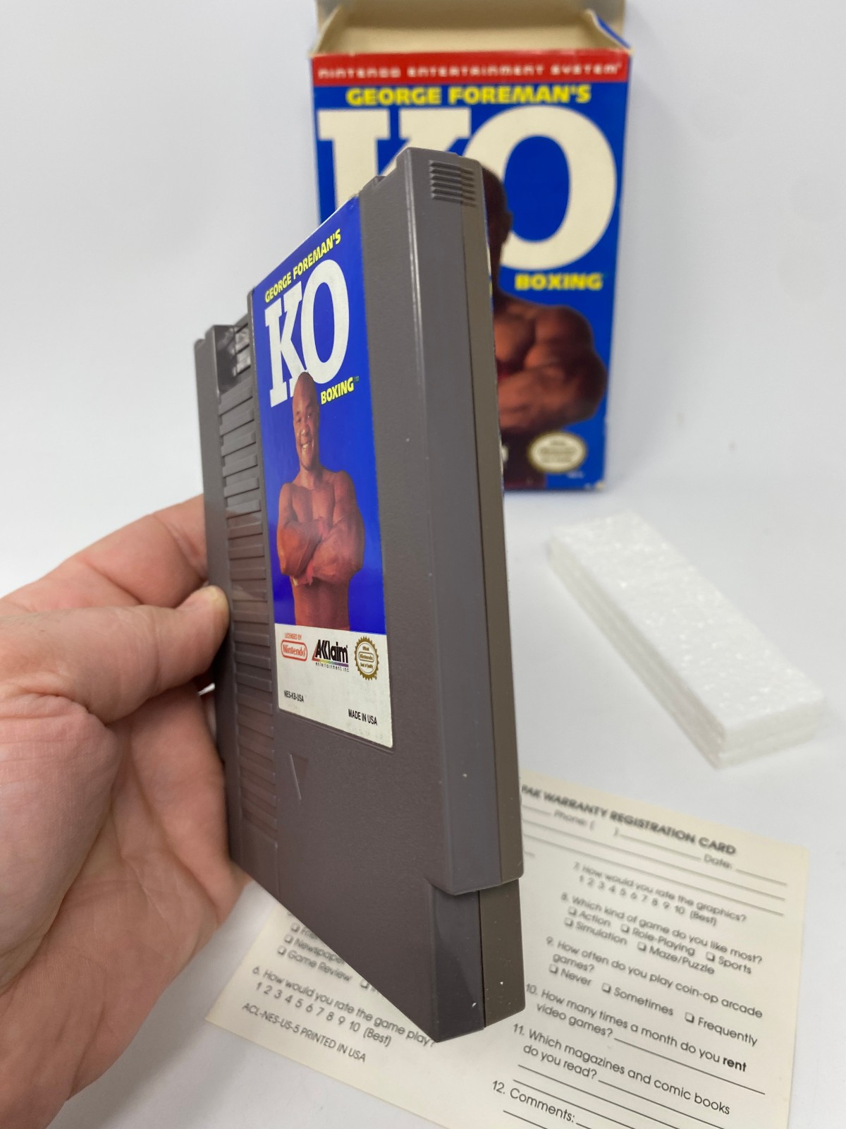 NES George Foreman’s KO Boxing Nintendo CIB Poster Box Manual Complete Game Vtg