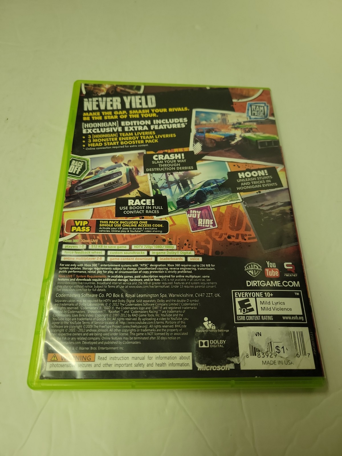 Dirt Showdown Microsoft Xbox 360 Exclusive Edition Complete CIB W/ Manual Tested
