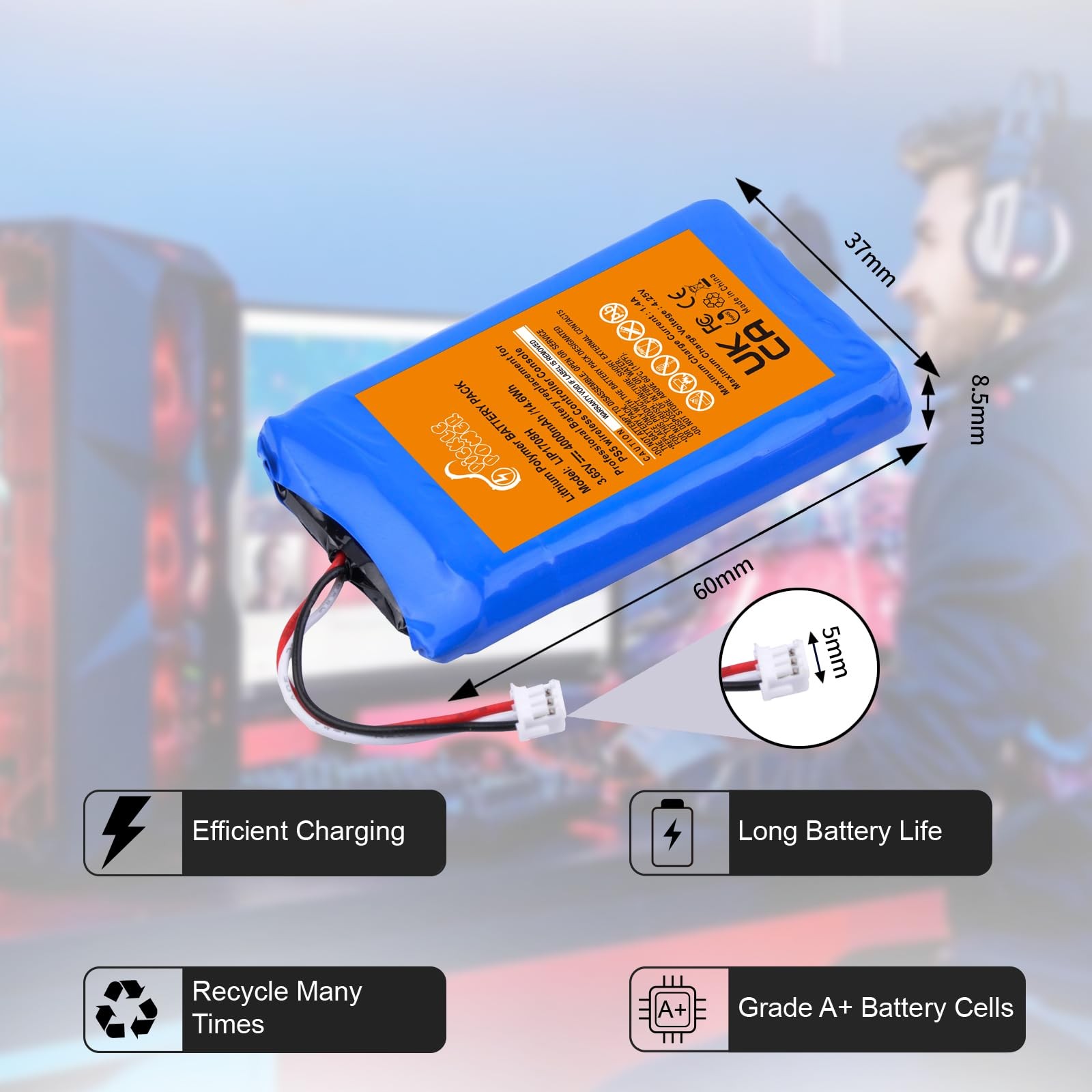 Pickle Power 2 Pack 4000mAh LIP1708 Battery for Sony PS5 PlayStation 5 DualSe…
