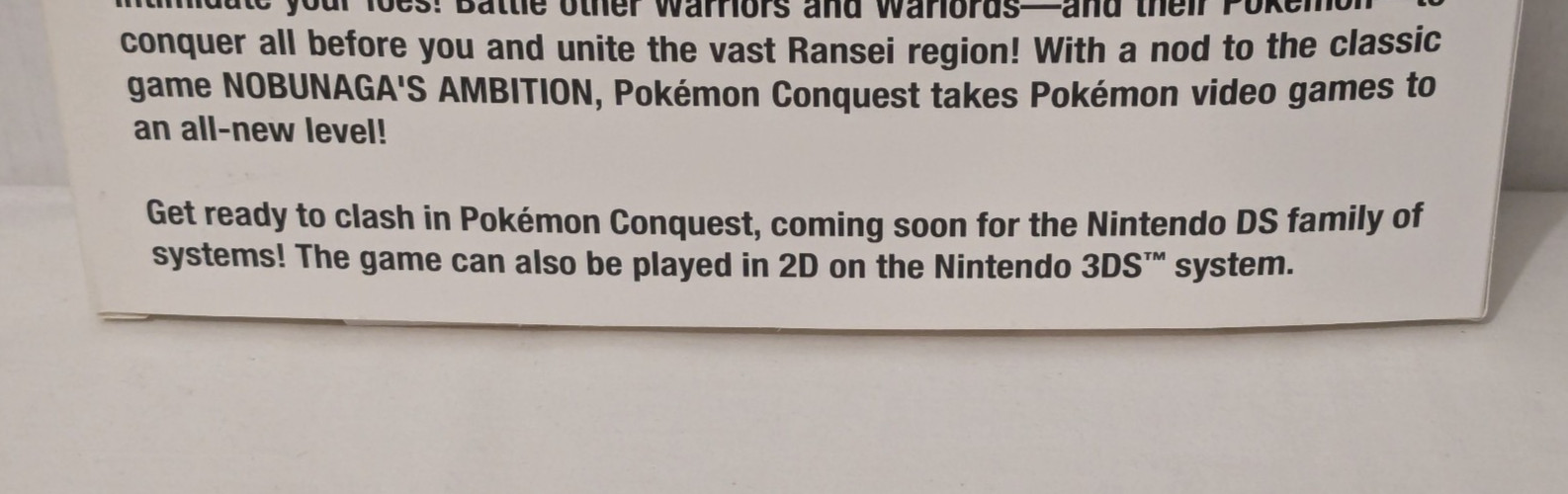 Pokemon Conquest Nintendo DS Gamestop Promotional Promo Preorder Display Box