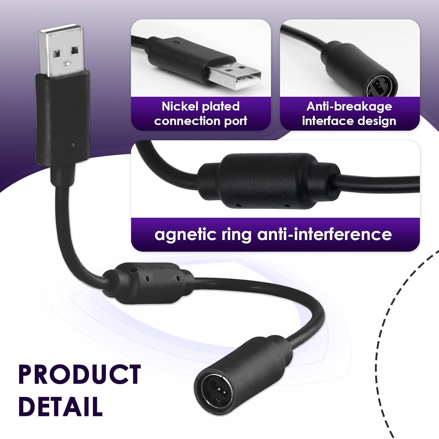 USB Breakaway Cable for Xbox 360, Rocksmith Real Tone Cable, Xbox Controller