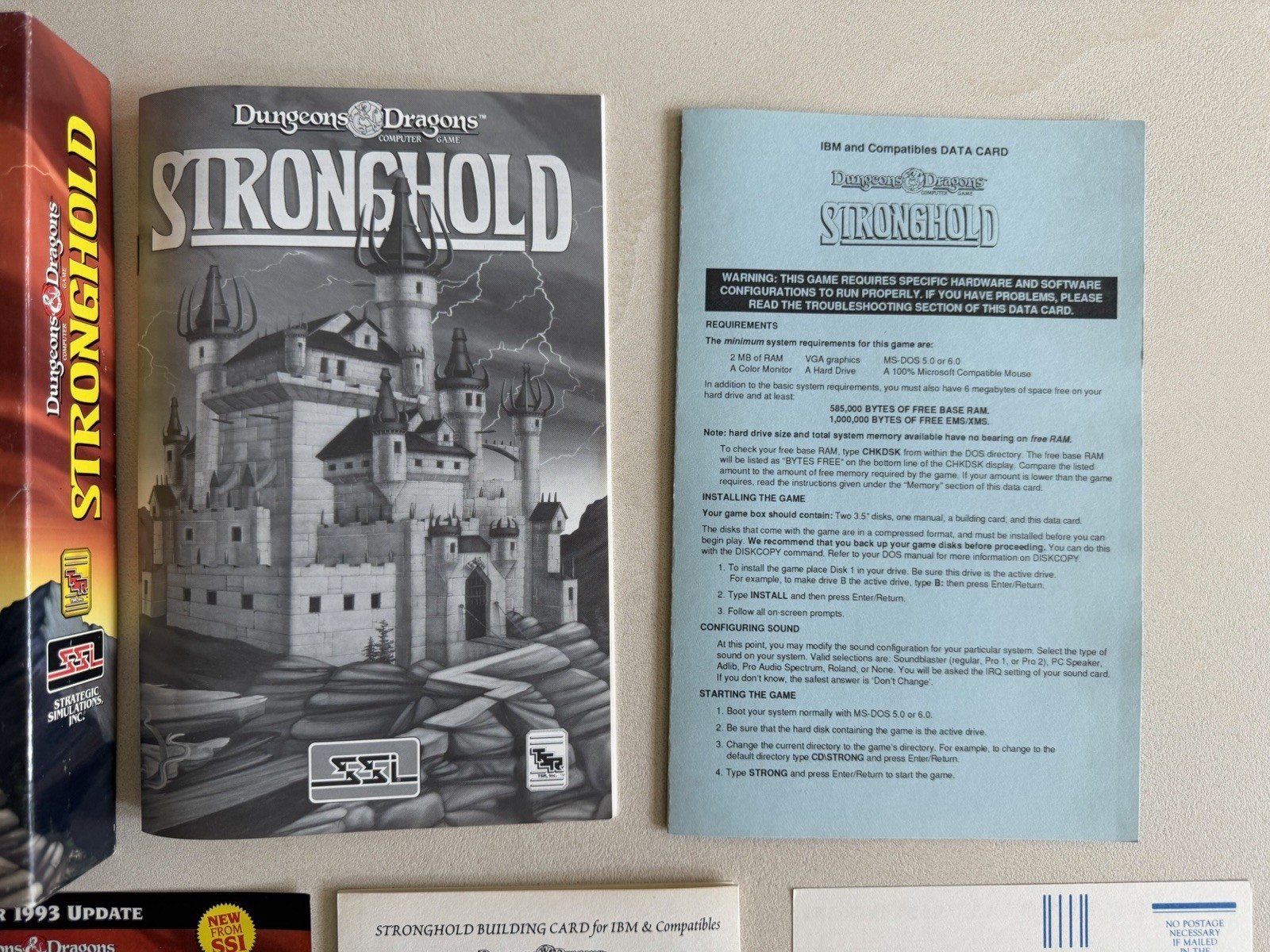 SSI Dungeons Dragons Stronghold MS-DOS 3.5″ Floppy PC 1993 Big Box