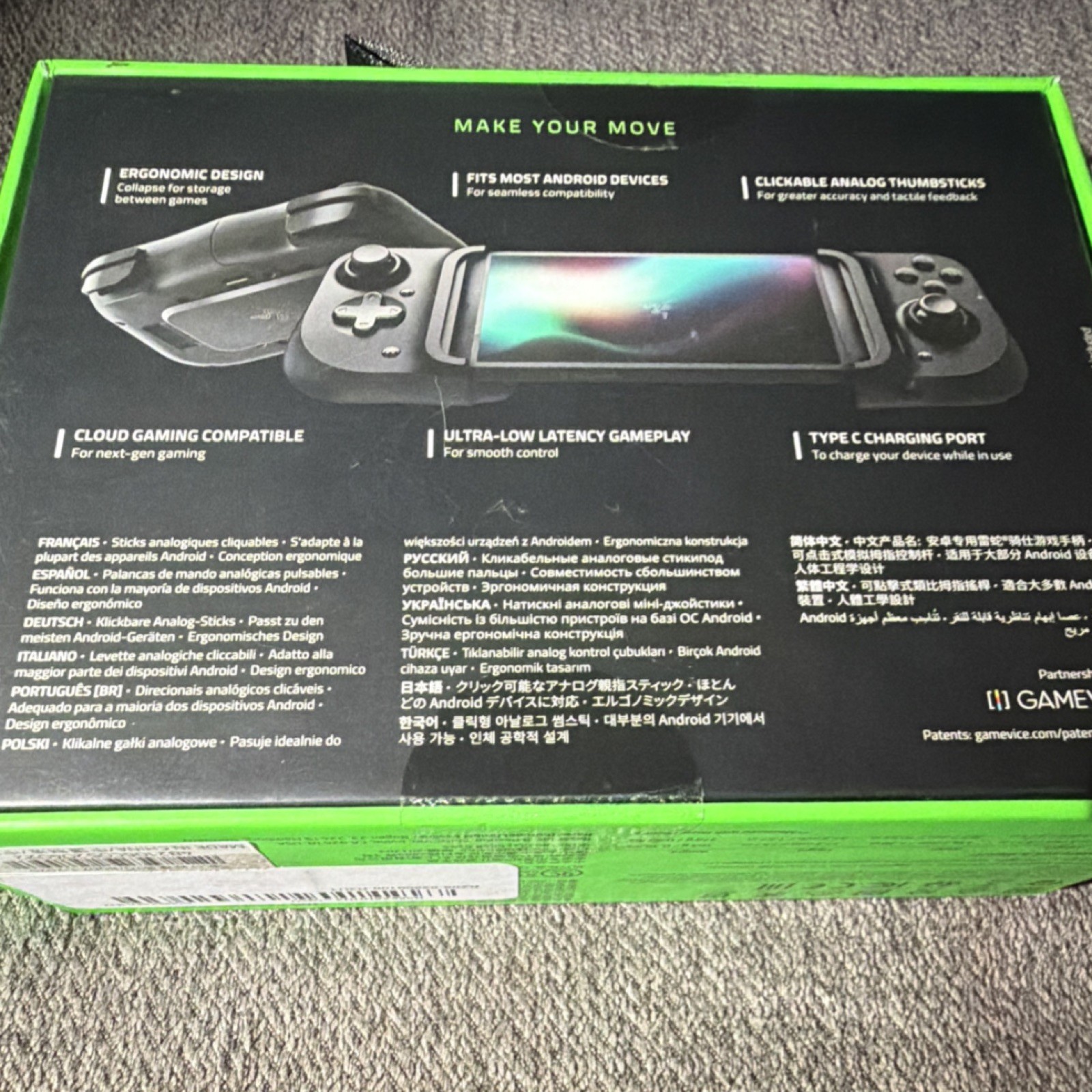 Razer Kishi Mobile Controller for Android USB-C Ergonomic Charging Port Black