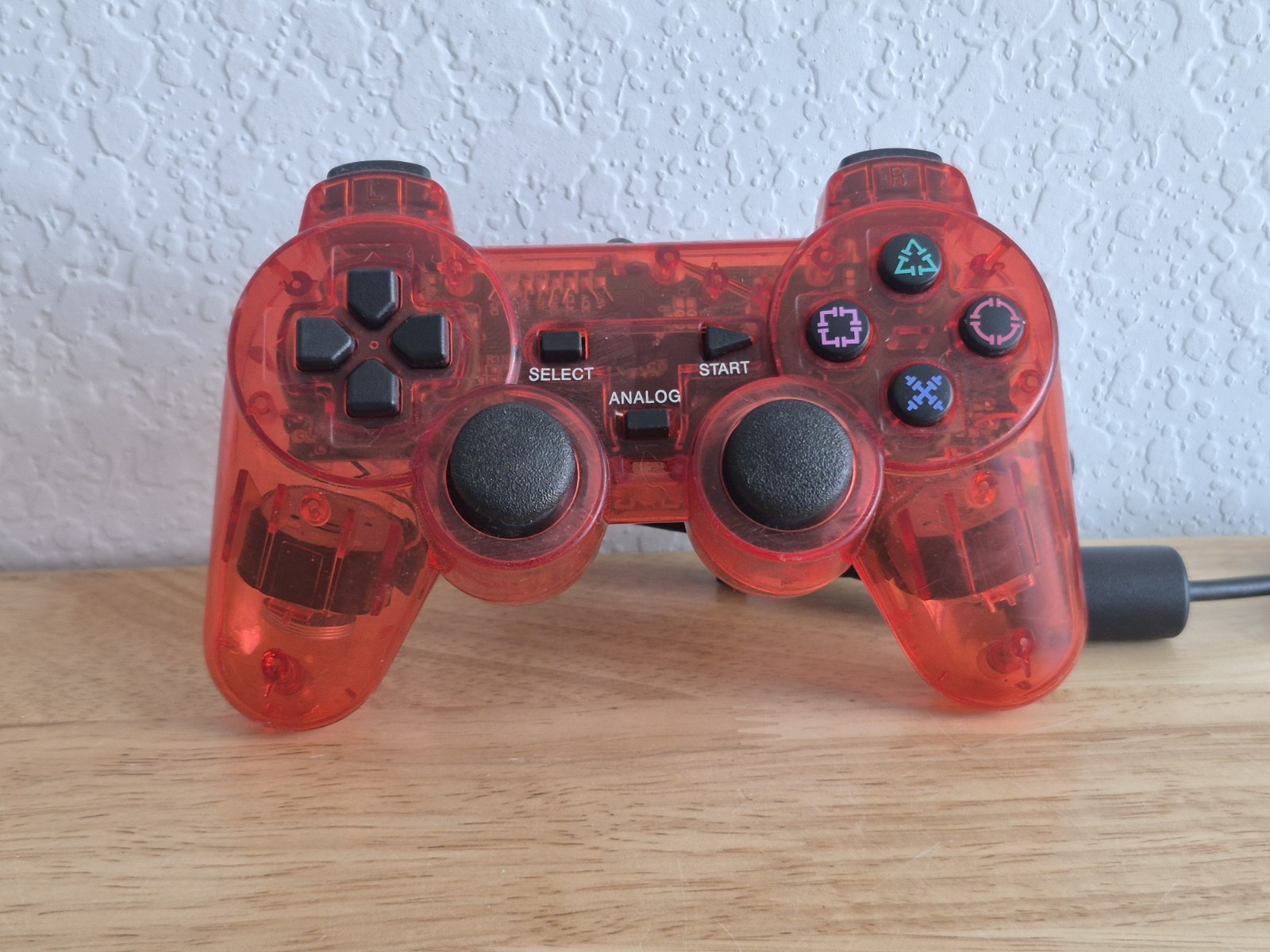 PS2 PS1 Wired Controller Dual Vibration Transparent Color 5.5FT
